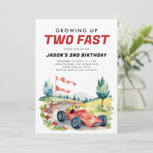 2ファストレースカー2nd誕生日招待状 招待状 (スタンド正面)