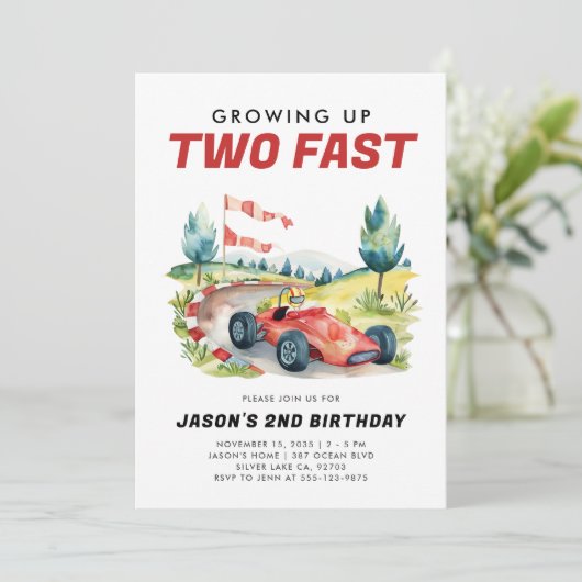 2ファストレースカー2nd誕生日招待状 招待状 (スタンド正面)