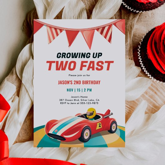 2ファストレースカー2nd誕生日招待状 招待状