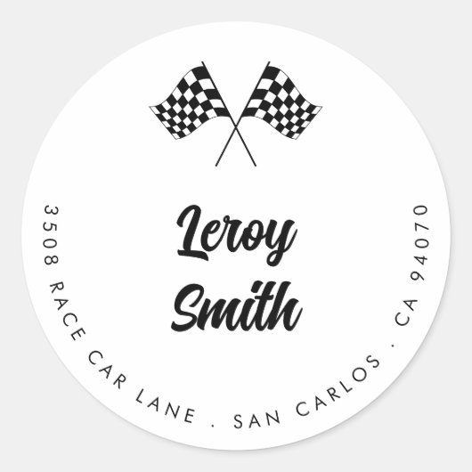2ファストヴィンテージレースカー誕生日差出人住所 ラウンドシール (正面)