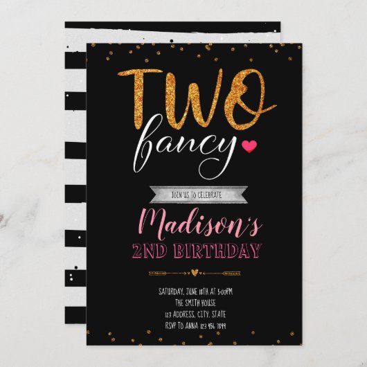 2ファンシーな誕生日のパーティの招待状 招待状 (正面/裏面)