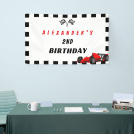 2ファーストレーシングカー2ndバースデーボーイバナー 横断幕