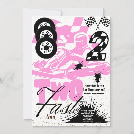 2ファーストレースカーボーイ2nd誕生日パーティー招待 招待状 (正面)