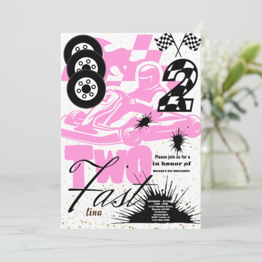 2ファーストレースカーボーイ2nd誕生日パーティー招待 招待状 (スタンド正面)