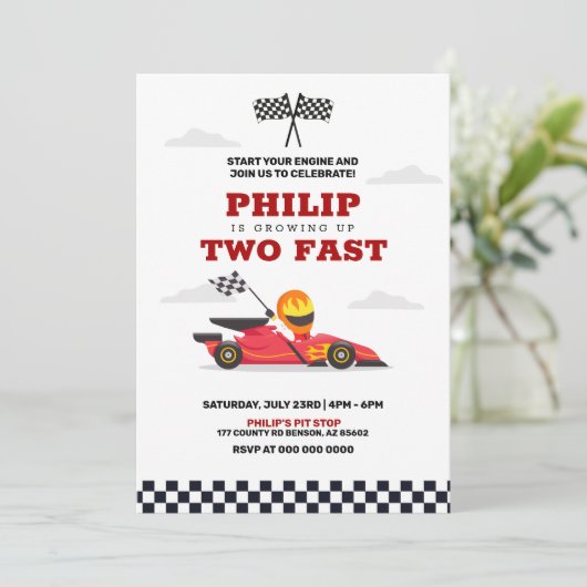 2ファーストレースカーレーシングボーイバースデーパーティー 招待状 (スタンド正面)