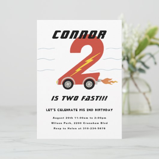 2ファーストレースカー2番目の誕生日パーティー 招待状 (スタンド正面)