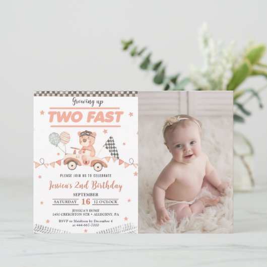 2ファーストレースカー2ndバースデーフォトパーティー 招待状 (スタンド正面)
