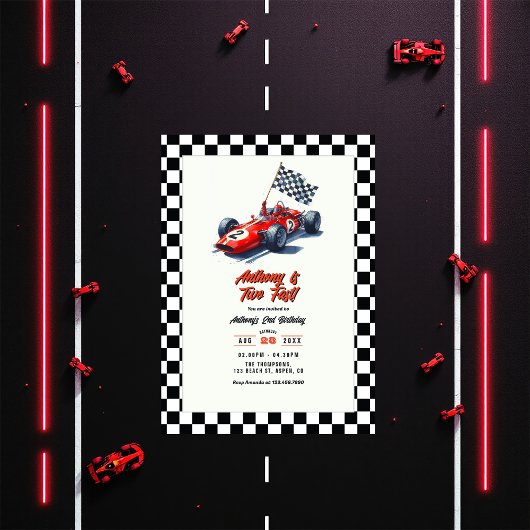 2ファーストレースカー2nd誕生日パーティー 招待状