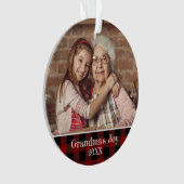 2フォトおばあちゃんのジョイレッドバッファロープレイド オーナメント (正面)