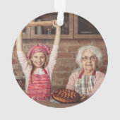 2フォトおばあちゃんのジョイレッドバッファロープレイド オーナメント (裏面)