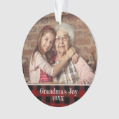 2フォトおばあちゃんのジョイレッドバッファロープレイド オーナメント (正面)