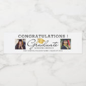 2フォトおめでとう2025大学院黒金ゴールド白 ペットボトルラベル (シングルラベル)