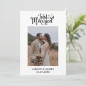 2フォトたった今結婚しましたス結婚クリスマ サンキューカード (スタンド正面)