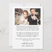 2フォトたった今結婚しましたス結婚クリスマ サンキューカード (裏面)