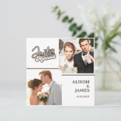 2フォトたった今結婚しましたモダンスクリプトハート結婚の 案内状 (スタンド正面)