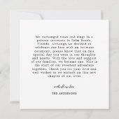 2フォトたった今結婚しましたモダンスクリプトハート結婚の 案内状 (裏面)