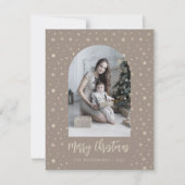 2フォトアーチスターズメリークリスマスブラウン金ゴールド シーズンカード (正面)