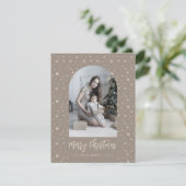 2フォトアーチスターズメリークリスマスブラウン金ゴールド シーズンカード (スタンド正面)