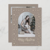 2フォトアーチスターズメリークリスマスブラウン金ゴールド シーズンカード (正面/裏面)