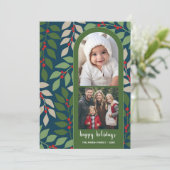 2フォトアーモダンチユーカリ枝クリスマス シーズンカード (スタンド正面)