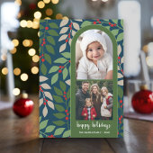 2フォトアーモダンチユーカリ枝クリスマス シーズンカード