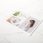 2フォトウォーターカラークリスマスツリー金ゴールドフォトカード 箔シーズンカード (回転した状態)