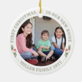 2フォトウォーターカラーホリーニューホーム初めてのクリスマス セラミックオーナメント (裏面)