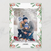 2フォトウォーターカラーヤドリギホリーベリークリスマス シーズンカード (裏面)