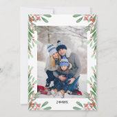 2フォトウォーターカラーヤドリギホリーベリークリスマス シーズンカード (裏面)