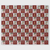 2フォトエレガント金ゴールド赤メリークリスマス ラッピングペーパー (フラット)