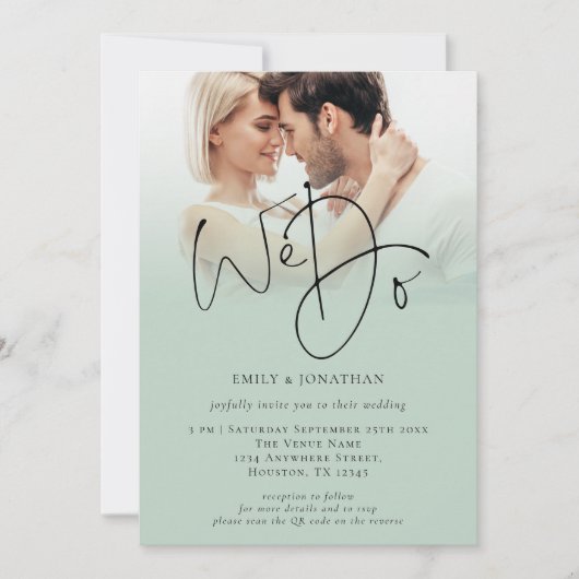 2フォトオーバーレイスクリプトQRコードSage結婚'sを実行 招待状 (正面)