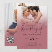 2フォトオーバーレイQRバラ金ゴールドブラックスクリプト 招待状 (正面/裏面)