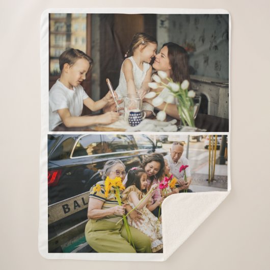 2フォトカスタムコラージュパーソナライズされた シェルパブランケット (正面)