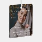 2フォトカスタムーで最も美しい女性が生きている メタルオーナメント (正面右)