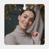 2フォトカスタムーで最も美しい女性が生きている メタルオーナメント (裏面)