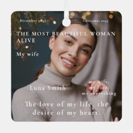 2フォトカスタムーで最も美しい女性が生きている メタルオーナメント