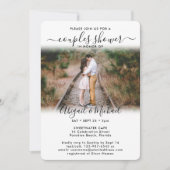 2フォトカップルブライダルシャワーシックモダンスクリプト 招待状 (正面)