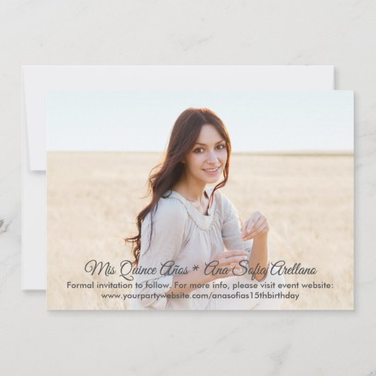 2フォトキンセアニェラシック赤面ピンク金ゴールドグリッター セーブザデート (裏面)