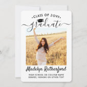 2フォトクラス年シンプル間の白黒の卒業 案内状 (正面)