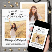 2フォトクラス年シンプル間の白黒の卒業 案内状