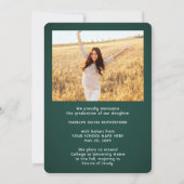 2フォトクラス年ダークグリーンとホワイト卒業 案内状 (裏面)