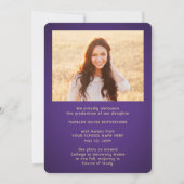 2フォトクラス年パープル&金ゴールドスクリプト卒業 案内状 (裏面)