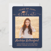 2フォトクラス年海軍ブルーと銅卒業 案内状 (正面)