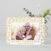 2フォトクリエレガントスマスの葉金ゴールド 箔シーズンカード (立ち正面)