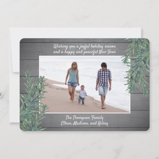 2フォトクリスマスグリーン素朴&グレーウッド シーズンカード (裏面)