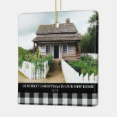 2フォトクリスマスニューホームバッファロープレイドクリスマス セラミックオーナメント (左)