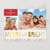 2フォトクリスマスファミモダンリメリーー&ブライト シーズンポストカード (正面)