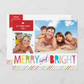 2フォトクリスマスポストカモダンーメリー&ブライト シーズンポストカード (正面/裏面)