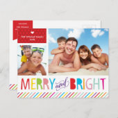 2フォトクリスマスポストカモダンーメリー&ブライト シーズンポストカード (正面/裏面)