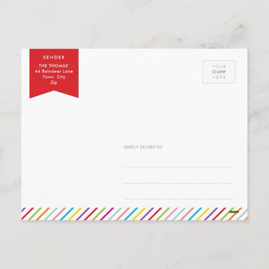 2フォトクリスマスポストカモダンーメリー&ブライト シーズンポストカード (裏面)